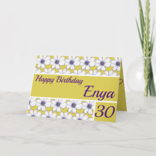 Blumenmuster-Design Mustard/Lila Geburtstag Karte