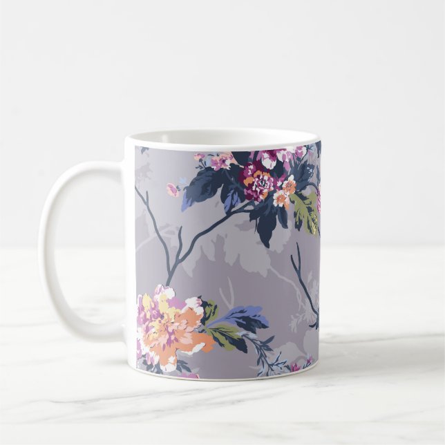 Blumenmuster-Design-Textil-Illustrationskunst, Hin Kaffeetasse (Links)