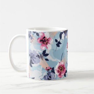 Blumenmuster-Design-Textil-Illustrationskunst,Rück Kaffeetasse
