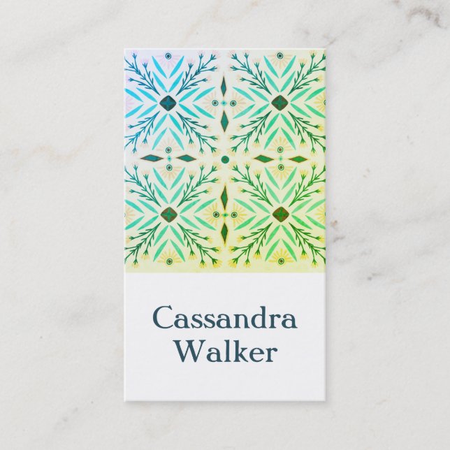 Blumenmuster Dolores Tiles Green Gold Visitenkarte (Vorderseite)