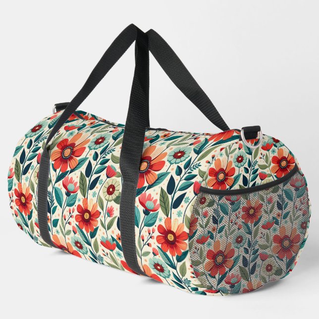 Blumenmuster Duffle Bag (Rechte Ecke)