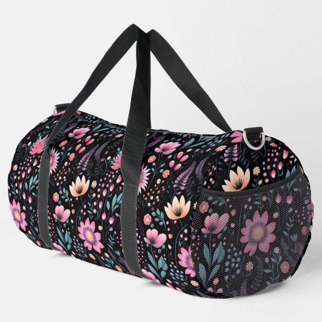 Blumenmuster Duffle Bag (Rechte Ecke)