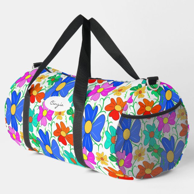 Blumenmuster Duffle Bag (Rechte Ecke)