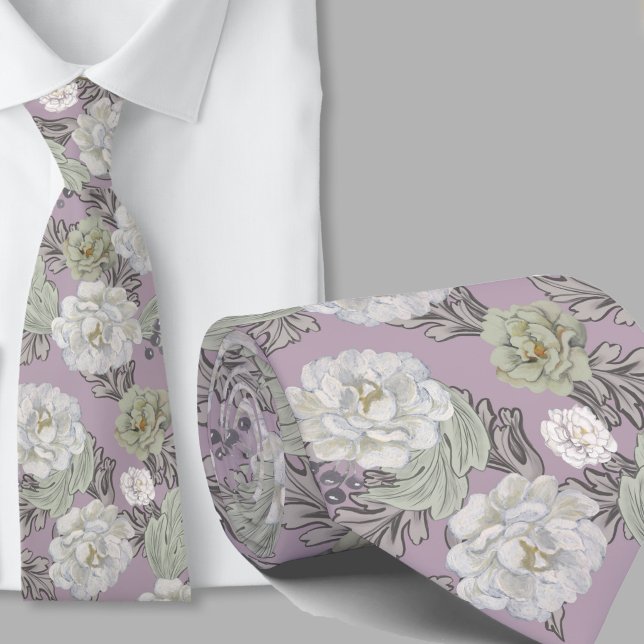 Blumenmuster Dusty Mauve Große Blumen Krawatte (Von Creator hochgeladen)