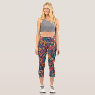 Blumenmuster, ein Bouquet farbenfroher Blume Capri Leggings
