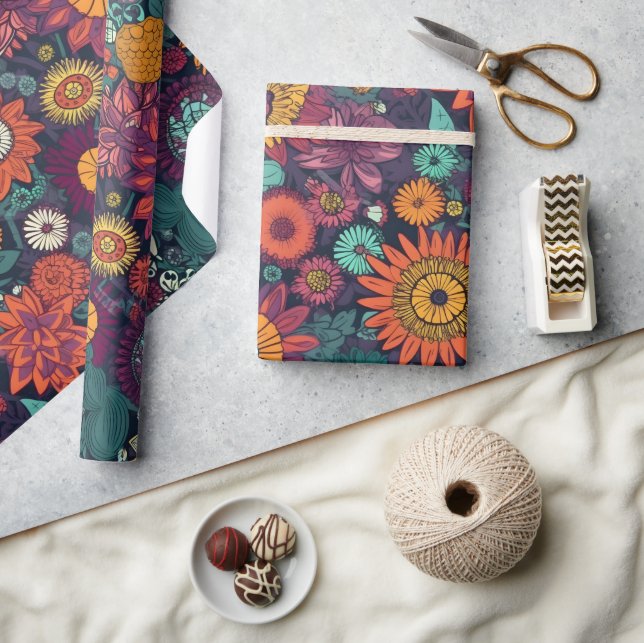 Blumenmuster, ein Bouquet farbenfroher Blume Geschenkpapier (Kunsthandwerk)