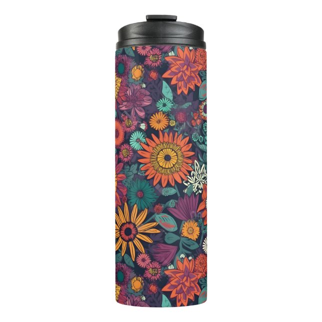 Blumenmuster, ein Bouquet farbenfroher Blume Thermosbecher (Vorderseite)