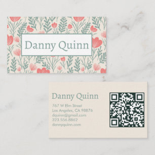 Blumenmuster Elegantes botanisches Rosa Grün Visitenkarte