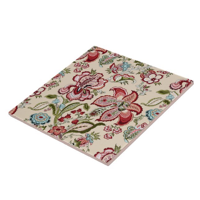 Blumenmuster Farbige trendige Blume Rosa Grün Fliese (Seite)