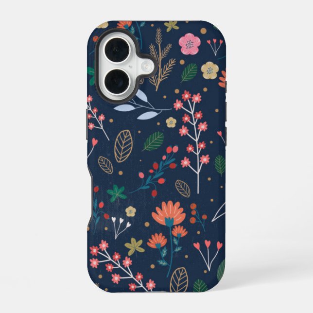 Blumenmuster farbiges Design iPhone 16 Hülle (Rückseite)
