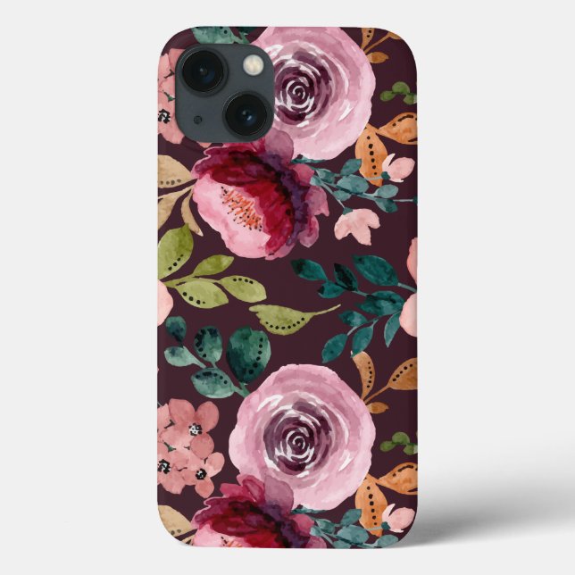 Blumenmuster Fashion Wasserfarbe farbig Case-Mate iPhone Hülle (Rückseite)