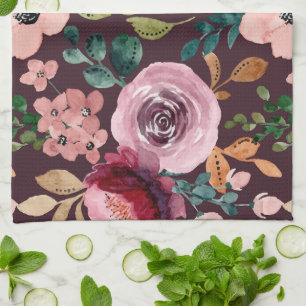 Blumenmuster Fashion Wasserfarbe farbig Geschirrtuch
