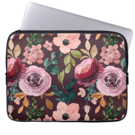 Blumenmuster Fashion Wasserfarbe farbig Laptopschutzhülle