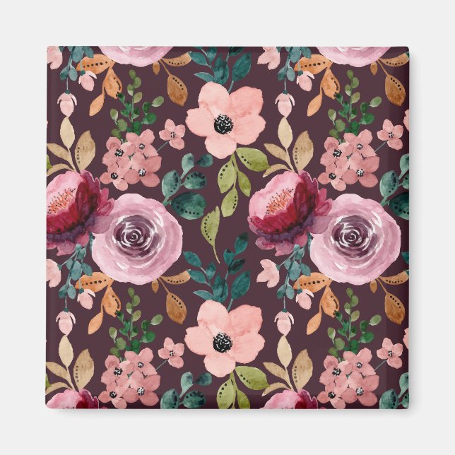 Blumenmuster Fashion Wasserfarbe farbig Magnet (Vorne)