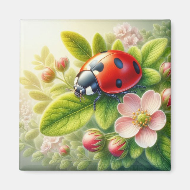 Blumenmuster/Federladybugs Magnet (Vorne)