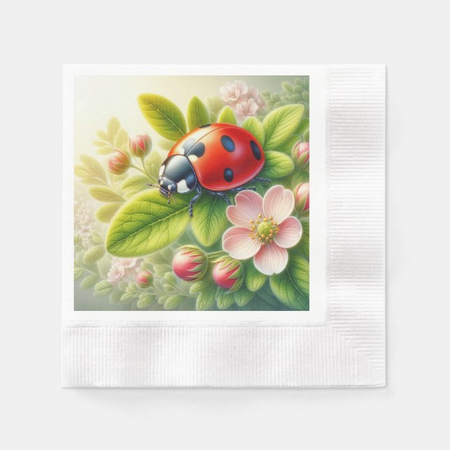 Blumenmuster/Federladybugs Serviette (Vorderseite)