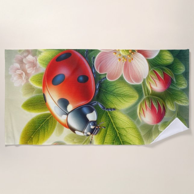 Blumenmuster/Federladybugs Strandtuch (Vorderseite)