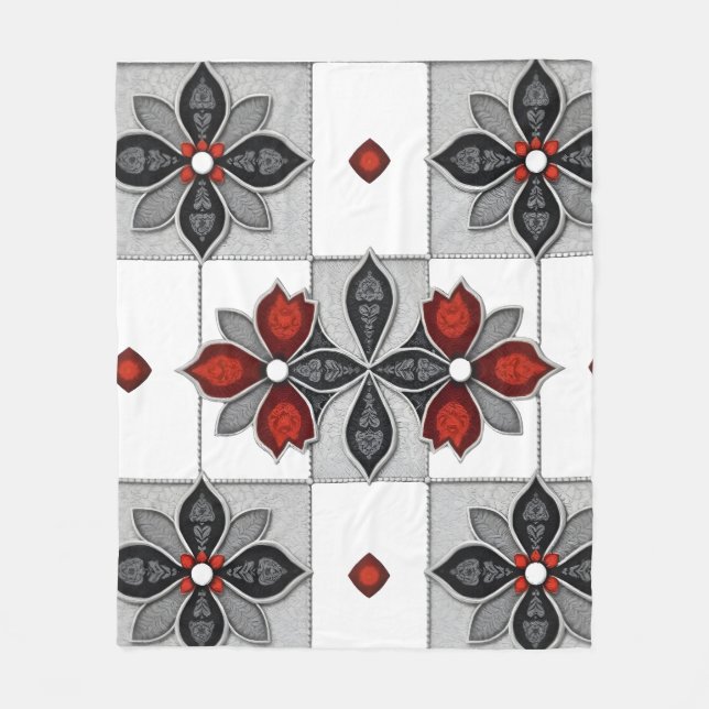 Blumenmuster-Fleece Fleecedecke (Vorderseite)