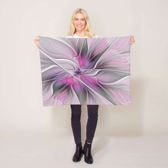 Blumenmuster Fraktal Moderne Abstrakte Blume Rosa  Fleecedecke (Beispiel)