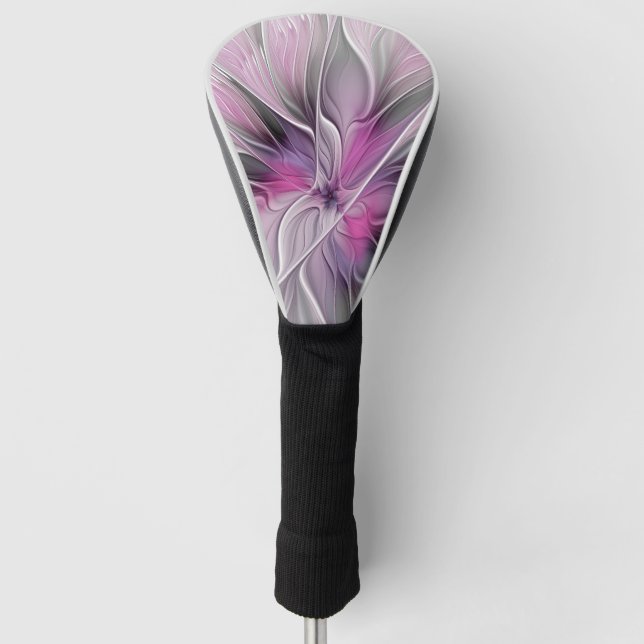 Blumenmuster Fraktal Moderne Abstrakte Blume Rosa  Golf Headcover (Vorderseite)
