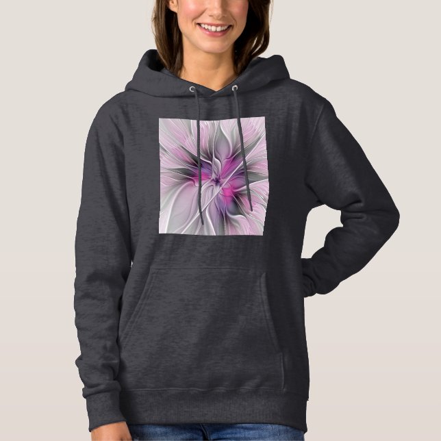 Blumenmuster Fraktal Moderne Abstrakte Blume Rosa  Hoodie (Vorderseite)
