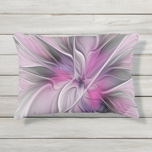 Blumenmuster Fraktal Moderne Abstrakte Blume Rosa  Kissen Für Draußen