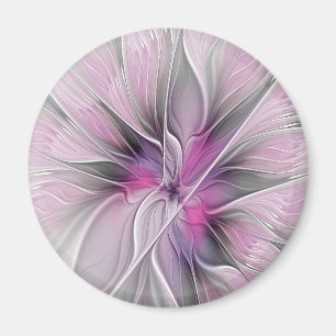 Blumenmuster Fraktal Moderne Abstrakte Blume Rosa  Magnet