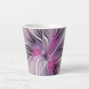 Blumenmuster Fraktal Moderne Abstrakte Blume Rosa Milchtasse