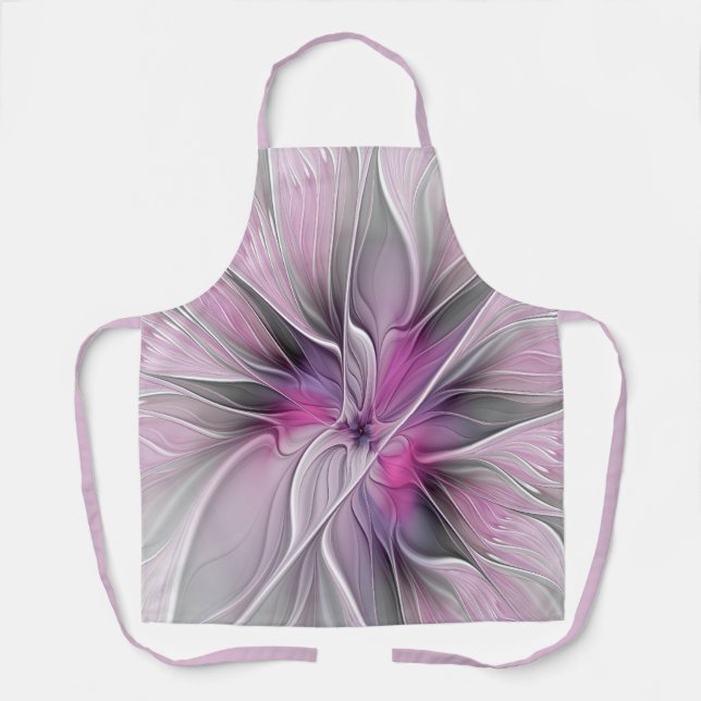 Blumenmuster Fraktal Moderne Abstrakte Blume Rosa  Schürze (Vorderseite)