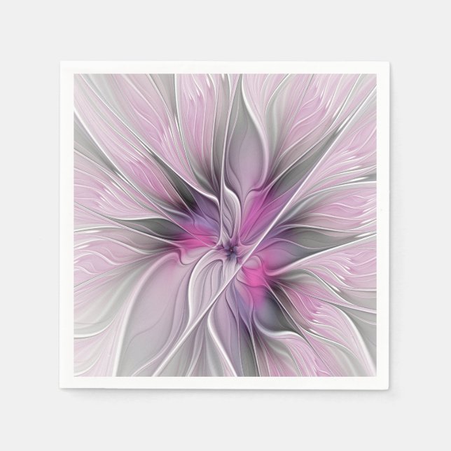 Blumenmuster Fraktal Moderne Abstrakte Blume Rosa  Serviette (Vorderseite)