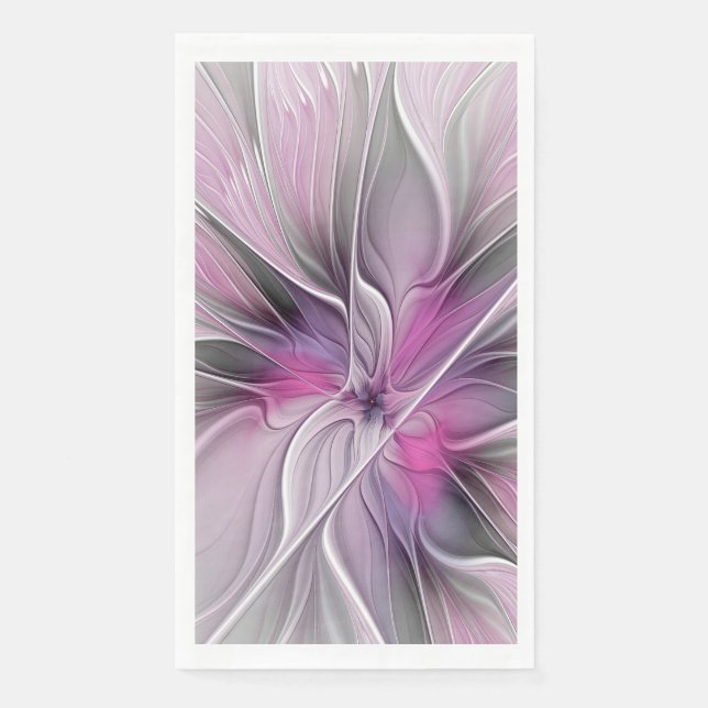 Blumenmuster Fraktal Moderne Abstrakte Blume Rosa  Serviette (Vorderseite)