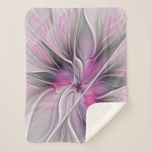 Blumenmuster Fraktal Moderne Abstrakte Blume Rosa  Sherpadecke