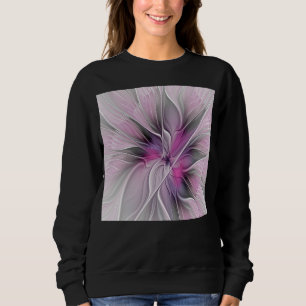 Blumenmuster Fraktal Moderne Abstrakte Blume Rosa  Sweatshirt