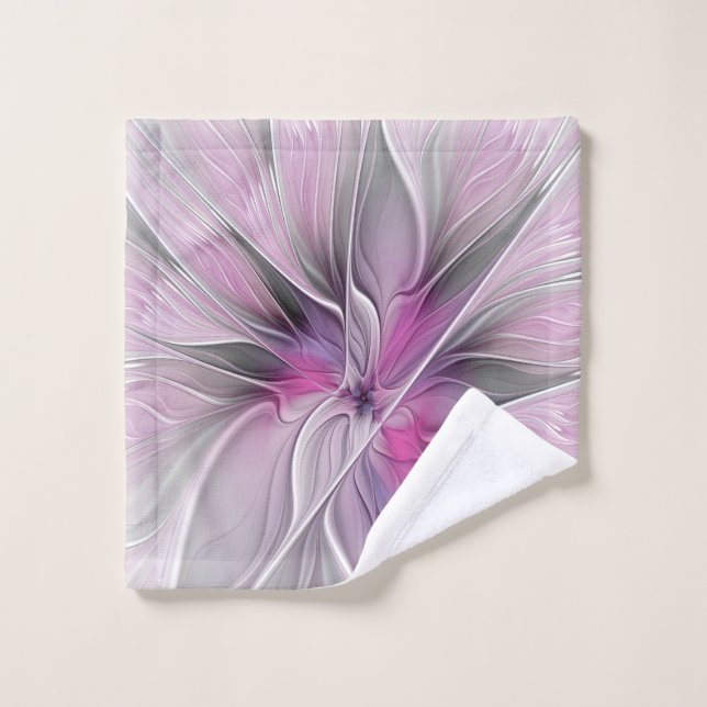 Blumenmuster Fraktal Moderne Abstrakte Blume Rosa  Waschlappen (Waschlappen)