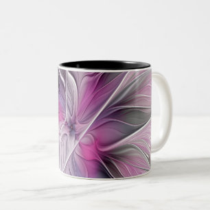 Blumenmuster Fraktal Moderne Abstrakte Blume Rosa  Zweifarbige Tasse