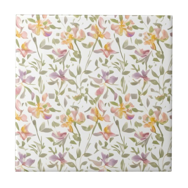Blumenmuster Freesien Blumen Fliese (Vorderseite)