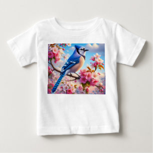 Blumenmuster/Frühling Blau Jay Art Baby T-shirt