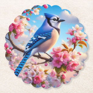 Blumenmuster/Frühling Blau Jay Art Untersetzer