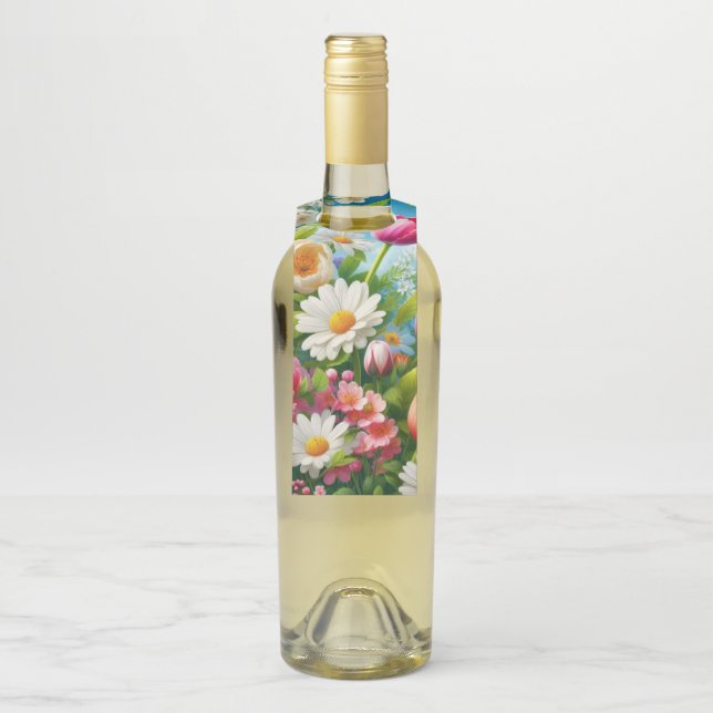 Blumenmuster/Frühlingsbilder Flaschenanhänger (Auf Flasche)