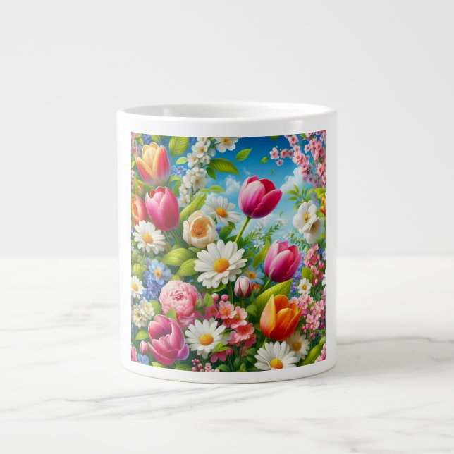 Blumenmuster/Frühlingsbilder Jumbo-Tasse (Vorderseite)
