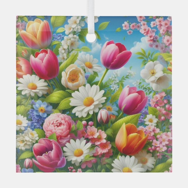 Blumenmuster/Frühlingsbilder Ornament Aus Glas (Vorderseite)