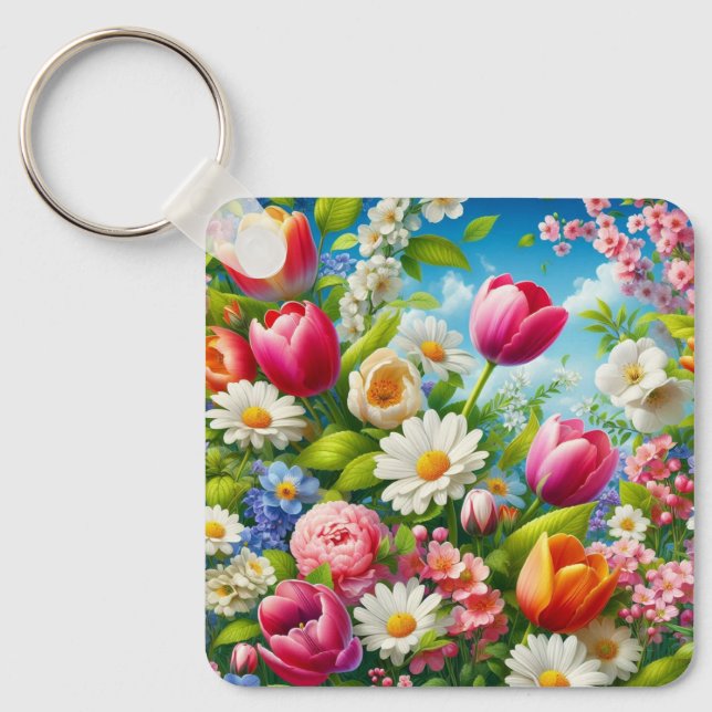 Blumenmuster/Frühlingsbilder Schlüsselanhänger (Vorderseite)