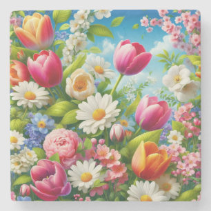 Blumenmuster/Frühlingsbilder Steinuntersetzer