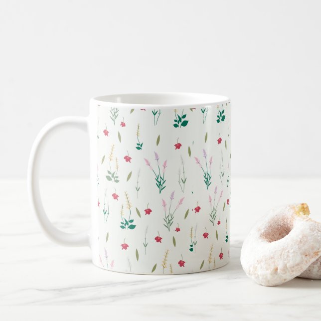 Blumenmuster Frühlingsflorales Klassiker Kaffeetasse (Mit Donut)