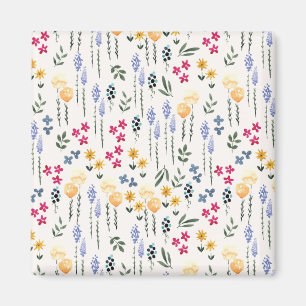 Blumenmuster Frühlingsflorales Quadrat Magnet