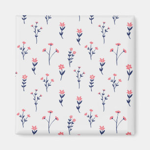 Blumenmuster Frühlingsflorales Quadrat Magnet