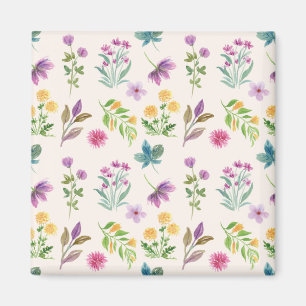 Blumenmuster Frühlingsflorales Quadrat Magnet