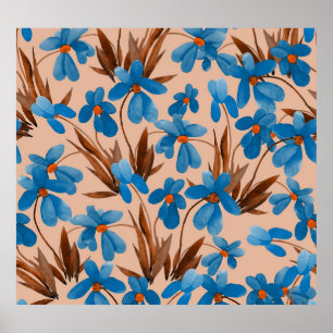 Blumenmuster für Aquarellbilder Poster
