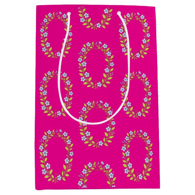 Blumenmuster für kleine Mädchen Mittlere Geschenktüte (Vorderseite)