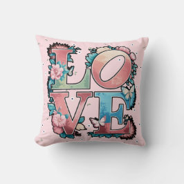 Blumenmuster für LIEBEN mit Schmetterlingen Kissen